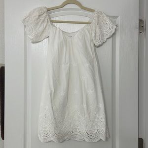 White Off the Shoulder Eyelet Dress